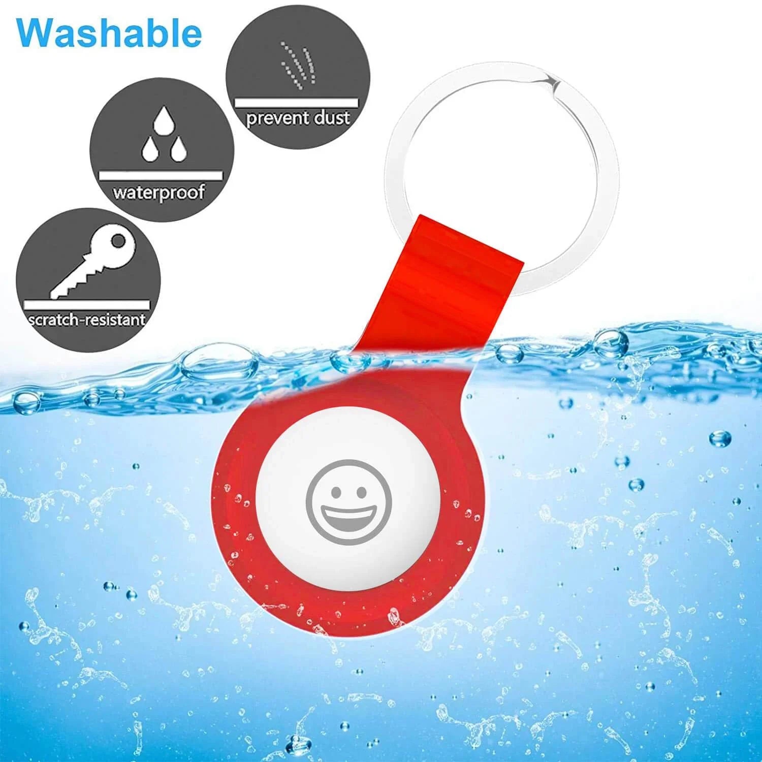 AirTag Silicone Loop With Steel Ring - 2 Pcs Set - Black And Red - Tashqila AirTag Silicone Loop With Steel Ring - 2 Pcs Set - Black And Red - Tashqila
